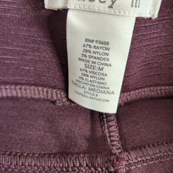 Matty M Yoga Pants Women Size M Jegging Stretch Ankle Flat Front Plum NEW FstShp - Picture 9 of 10